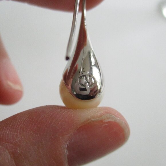 925 Silver Sterling Pearl Drop Earrings - Picture 4 of 7